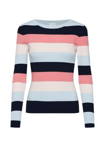 Vila, Damen Pullover 'VISOLDANA L/S STRIPE KNIT TOP/AS', Navy / Hellblau / Rosa