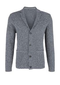 s.Oliver RED LABEL, Herren Strickjacke, Taubenblau / Wei&szlig;