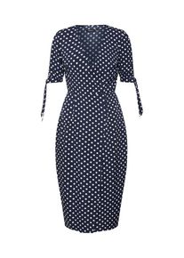 boohoo, Damen Kleid 'WRAP FRONT POLKA MIDI DRESS', Navy / Weiß