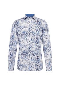 OLYMP, Herren Hemd 'Level 5 City Print floral', Blau / Wei&szlig;
