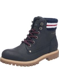 Tom Tailor, Damen Schn&uuml;rstiefel, Kobaltblau / Merlot / Wei&szlig;