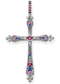 Thomas Sabo, Damen Kreuzanh&auml;nger 'Royalty Kreuz, PE766-322-7', Mischfarben / Silber