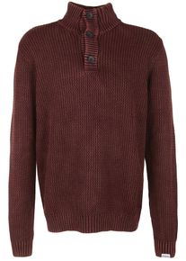Shine Original, Herren Strickpullover mit Knopfleiste, Bordeaux