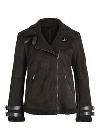 Vila, Damen Kunstlammfell Jacke, Schwarz