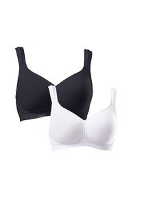 Petite Fleur, Damen BH ohne B&uuml;gel (2 Stck.), Schwarz / Wei&szlig;