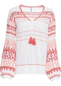 bonprix, Damen Pullover, Rot / Weiß