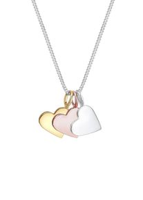 Elli, Damen Halskette 'Tri Color, Herz', Gold / Rosegold / Silber