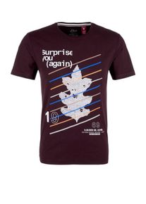 s.Oliver RED LABEL, Herren Jerseyshirt, Blau / Aubergine / Wei&szlig;