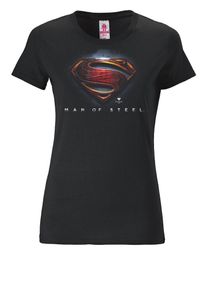 logoshirt, Damen T-Shirt 'Superman - Man Of Steel', Schwarz