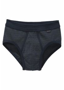 Schiesser, Herren Slip in Feinripp mit Eingriff, Dunkelblau / Grau