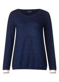 Street One, Damen Shirt, Navy / Feuerrot / Weiß