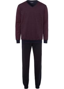 Schiesser, Herren Pyjama, Kobaltblau / Dunkelrot