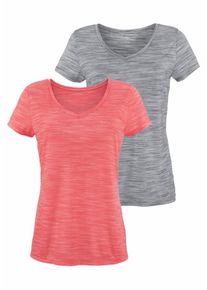 Beach Time, Damen V-Shirts, Graumeliert / Grenadine