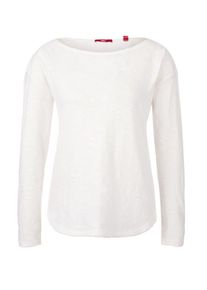 s.Oliver RED LABEL, Damen Slub-Shirt mit Spitze, Naturwei&szlig;