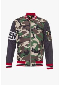 PLUS EIGHTEEN, Herren Bomberjacke, Grau / Grün / Mischfarben