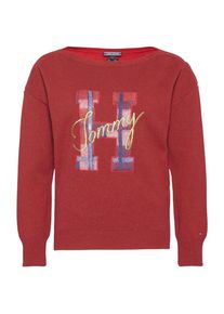 Tommy Hilfiger, Damen Pullover 'AKALA H BOAT-NK SWTR', Goldgelb / Rot