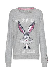 FROG BOX Frogbox, Damen Pullover 'Sweaty with Bugs Bunny sequins', Grau