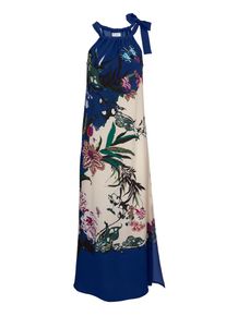 Heine, Damen Kleid, Beige / Blau / Mischfarben