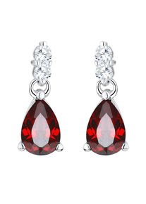 Elli, Damen Ohrringe, Rubinrot / Silber / Transparent