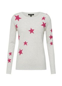 Banana Republic, Damen Pullover 'NEW WAY CREW WITH STAR INTARSIA', Hellgrau / Dunkelpink