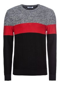 Kiomi, Herren Pullover, Grau / Rot / Schwarz