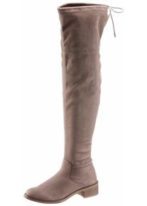 s.Oliver RED LABEL, Damen Overkneestiefel, Hellbraun / Taupe