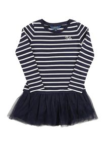 Polo Ralph Lauren, Mädchen Gestreiftes Kleid mit Tüllrock, Navy / Weiß