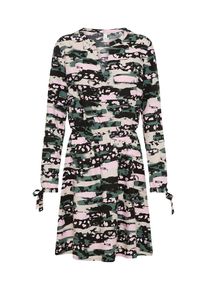 Q/S Designed By, Damen Kleid, Khaki / Rosa / Schwarz