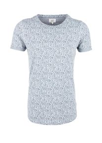 Q/S Designed By, Herren T-Shirt, Rauchblau / Weiß