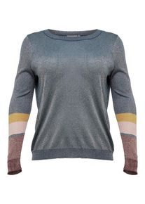 Only Carmakoma, Damen Strickpullover, Himmelblau / Goldgelb / Pastellrot