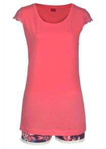 s.Oliver RED LABEL, Damen Bodywear Shorty mit gebl&uuml;hmter Shorts, Rauchblau / Aubergine / Koralle / Wei&szlig;