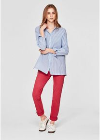 s.Oliver RED LABEL, Damen Baumwollbluse mit Strukturmuster, Hellblau / Weiß