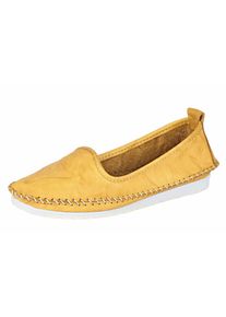 Andrea Conti, Damen Slipper, Gelb / Weiß