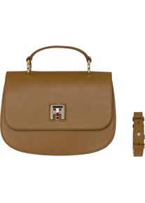 Tommy Hilfiger, Damen Crossover Bag 'TH TWIST LEATHER MED CROSSOVER', Chamois