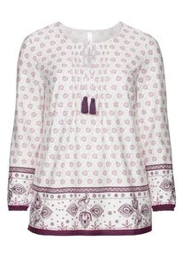 sheego Casual, Damen Langarmshirt, Beere / Rosa / Offwhite
