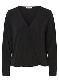 Pieces, Damen Langarmbluse, Schwarz