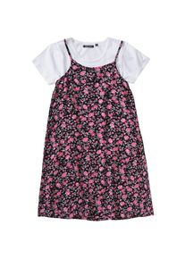 Blue Seven, Mädchen Jerseykleid + T-Shirt, Pink / Schwarz / Weiß