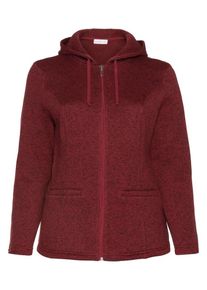 sheego Casual, Damen Fleecejacke, Bordeaux