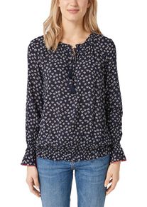 s.Oliver RED LABEL, Damen Bluse, Kobaltblau / Weiß