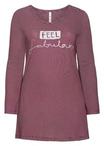SheeGOTit, Damen Longshirt, Aubergine / Wei&szlig;