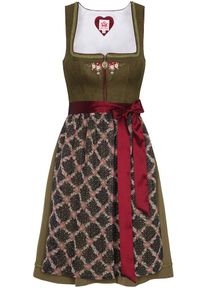 Spieth & Wensky SPIETH & WENSKY, Damen Dirndl "Helmina", Oliv / Rosé / Schwarzmeliert