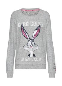 FROG BOX Frogbox, Damen Pullover 'Sweaty with Bugs Bunny sequins', Grau