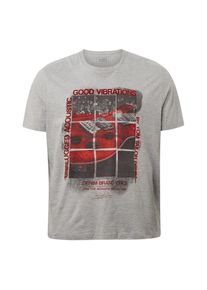 Tom Tailor Denim, Herren T-Shirt, Graumeliert / Rot / Schwarz