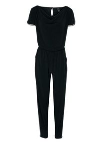 Heine, Damen Overall mit Wasserfallausschnitt, Schwarz / Silber