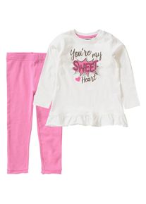 Blue Seven, Mädchen Set Langarmshirt + Leggings, Pink / Weiß