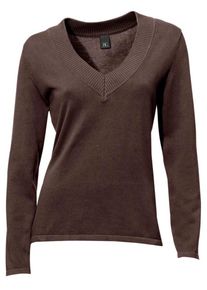 Heine, Damen V-Pullover, Schoko
