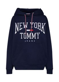 Tommy Jeans, Damen Sweatshirt 'TJW BOYFRIEND LOGO HOODIE', Nachtblau / Rot / Weiß