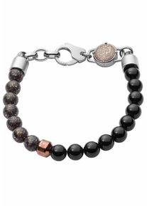 Diesel, Herren Armband 'BEAD', Dunkelbraun / Schwarz / Silber