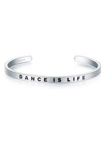 Nahla Jewels, Damen Armband Bangle mit DANCE IS LIFE-Schriftzug, Schwarz / Silber