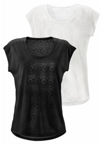 Lascana, Damen T-Shirts, Schwarz / Weiß